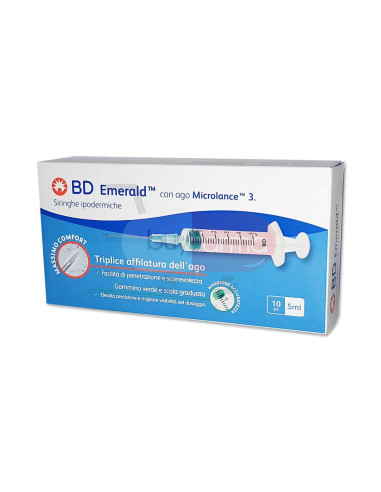 BD Emerald - 10 Siringhe Ipodermiche con Ago Microlance 3 da 5ml