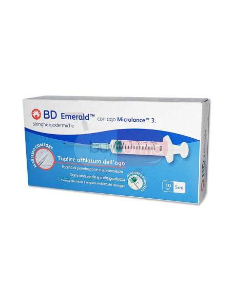 BD Emerald - 10 Siringhe Ipodermiche con Ago Microlance 3 da 5ml