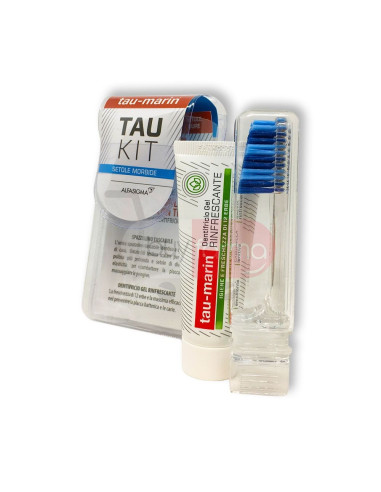 Tau-Marin - Tau Kit Spazzolino Tascabile Setole Morbide + Dentifricio Gel Rinfrescante