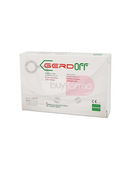 Gerdoff - Bruciore e Reflusso Gastroesofageo Aroma Latte da 20 Compresse