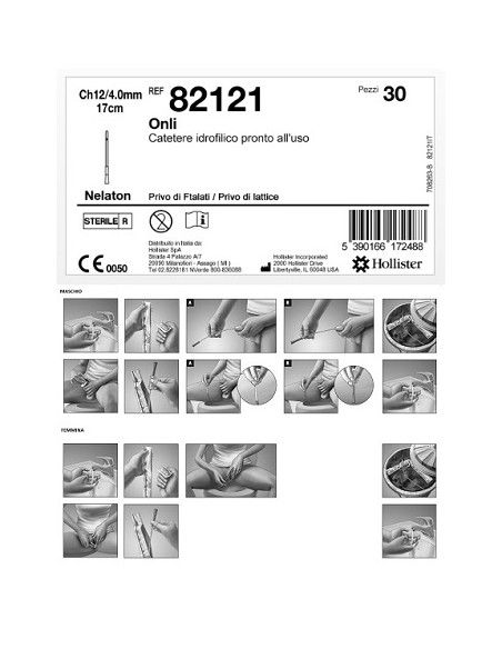 Catetere Idrofilico Onli 17 Cm Ch 12 30 Pezzi