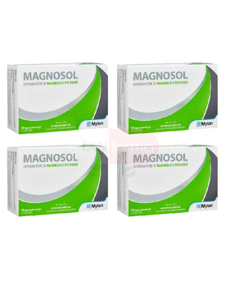 4X Magnosol da 20 Bustine - Integratore di Magnesio e Potassio - Promo Pack Trattamento Prolungato