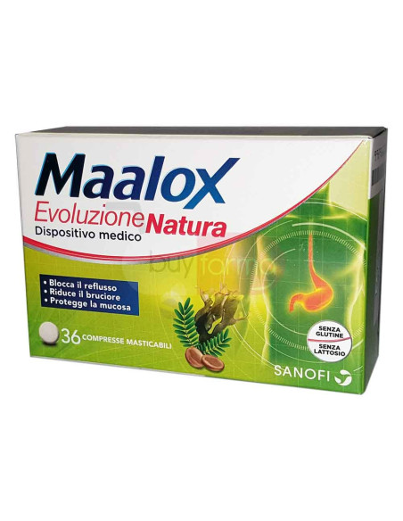 Maalox Evoluzione Natura - 36 Compresse Riduce il Bruciore di Stomaco
