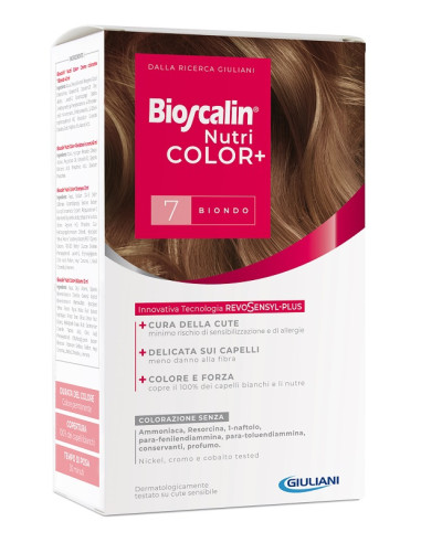 Bioscalin Nutricolor Plus 7 Biondo Crema Colorante 40 Ml + Rivelatore Crema 60 Ml + Shampoo 12 Ml + Trattamento Finale Balsamo 1
