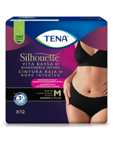 Pannolone A Mutandina Assorbente Tena Silhouette Noir M Vitabassa 12 Pezzi