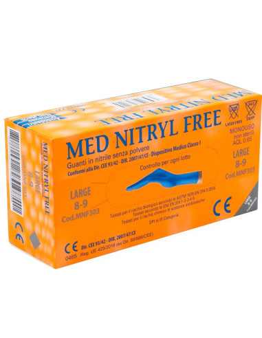 Guanti Nitrile Senza Polvere Large 100 Pezzi Gammadis