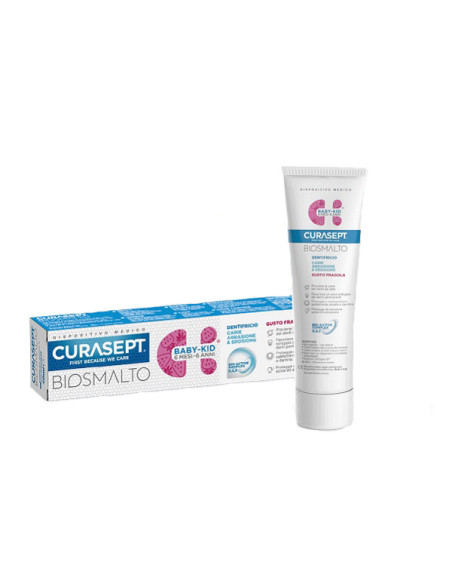 Curasept Biosmalto Dentifricio Baby Kid Fragola Carie Abrasione & Erosione 50 Ml