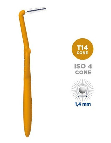 Scovolino Curasept Proxi Angle Misura T14 Conico Iso 4 Colore Ocra Diametro 1,4 Mm 5 Pezzi