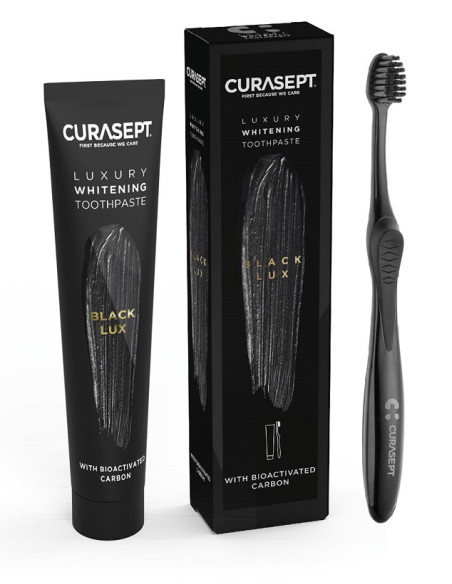 Curasept Black Luxury Whitening Dentifricio 75 Ml + Spazzolino