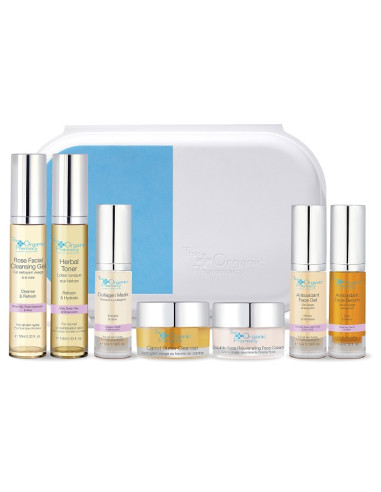The Organic Pharmacy The Essential Kit Carrot Butter Cleanser+rose Facial Cleansing+herbal Toner+antioxidant Face Gel+antioxidan