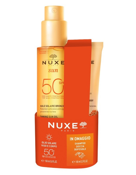Nuxe Sun Olio Spf50 150 Ml + Shampoo Doccia Doposole 100 Ml