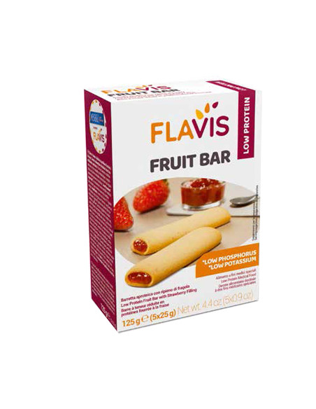 Flavis Fruit Bar Barretta Aproteica Con Ripieno Di Fragola 5pezzi Da 25 G