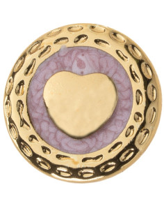 Orecchino Oro Bottone Cuore Rosa