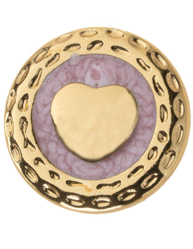 Orecchino Oro Bottone Cuore Rosa