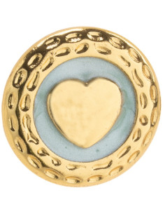 Orecchino Oro Bottone Cuore Azzurro