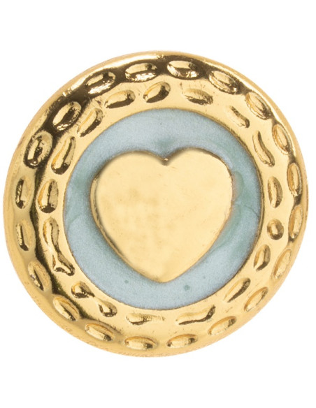 Orecchino Oro Bottone Cuore Azzurro