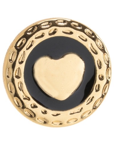 Orecchino Oro Bottone Cuore Nero