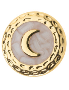 Orecchino Oro Bottone Luna Bianco