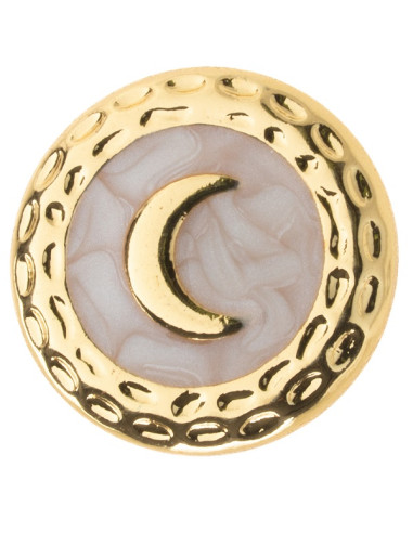 Orecchino Oro Bottone Luna Bianco