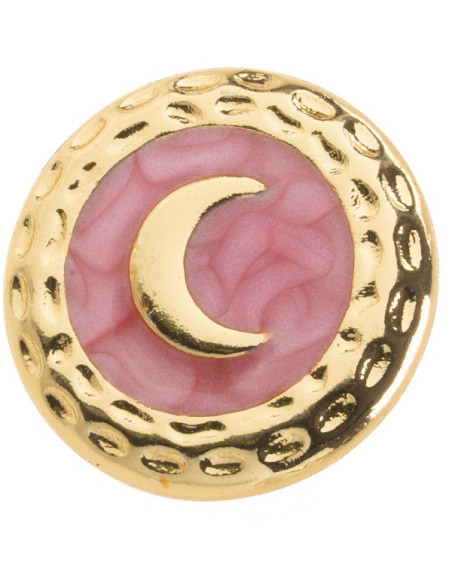 Orecchino Oro Bottone Luna Rosa