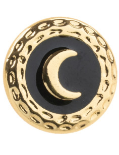 Orecchino Oro Bottone Luna Nero