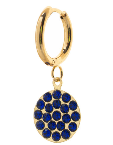 Orecchino Pendente Oro Tondo Blu