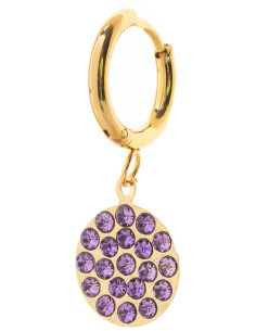 Orecchino Pendente Oro Tondo Rosa