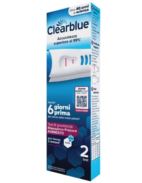 Clearblue Test Gravidanza Rilevazione Precoce Avanzato 2 Pezzi