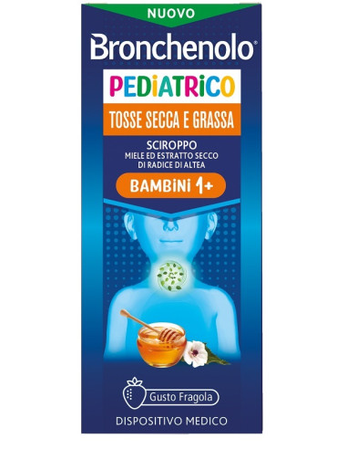 Sciroppo Bronchenolo Pediatrico Tosse Secca E Grassa Da 1 Anno In Su 120 Ml Gusto Fragola Senza Coloranti Artificiali, Senza Alc