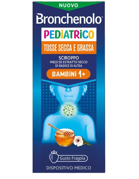 Sciroppo Bronchenolo Pediatrico Tosse Secca E Grassa Da 1 Anno In Su 120 Ml Gusto Fragola Senza Coloranti Artificiali, Senza Alc