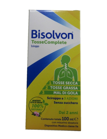 Bisolvon Tosse Complete Sciroppo 100 Ml Senza Zucchero Senzaglutine Senza Lattosio