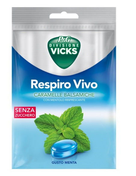 Vicks Respiro Vivo Caramelle Balsamiche Menta 72 G Con Edulcoranti