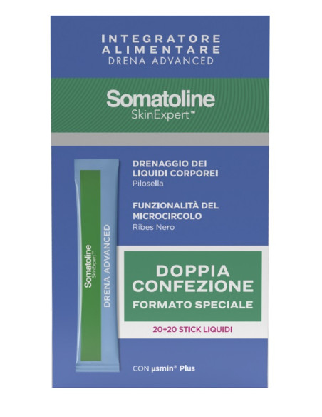 Somatoline Skin Expert Drena Advanced 1 Drenaggio Liquidi Corporei 20 Stick + 1 Funzionalita' Del Microcircolo 20 Sticksenza Glu