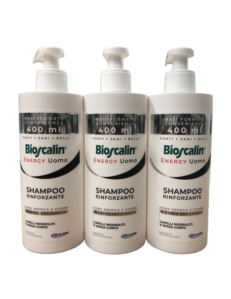 3X Bioscalin Energy - Shampoo Anticaduta Uomo 400ml - Promo Pack 1.2 LT