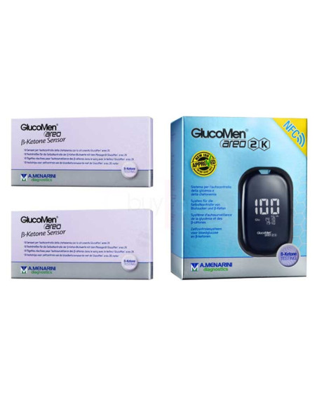 GlucoMen Areo B-Ketone Sensor - Controllo Chetonemia 20 Sensori + Glucometro - Promo Pack