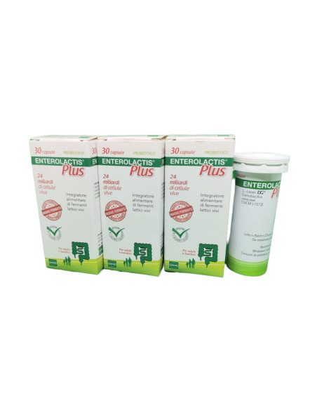 3X Enterolactis Plus 30 Capsule - Integratore di Fermenti Lattici - Promo Pack 3 Mesi di Trattamento