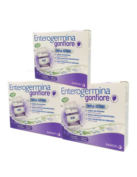3X Enterogermina Gonfiore - Integratore Alimentare - Promo Pack 60 Giorni di Trattamento