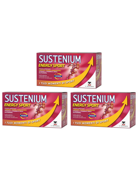 3X Sustenium Energy Sport da 10 Bustine - Integratore Alimentare Multivitaminico - Promo Pack 30 Giorni di Trattamento