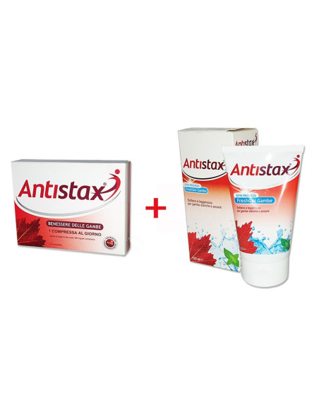 Antistax Trattamento Benessere delle Gambe - Integratore da 30 Compresse + Fresh Gel da 125ml - Promo Pack