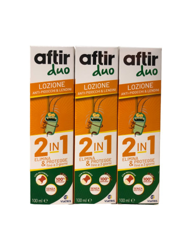 3X Aftir Duo da 100ml - Lozione Anti-Pidocchi Doppia Azione Elimina e Previene + Pettinino - Promo Pack Trattamento Prolungato
