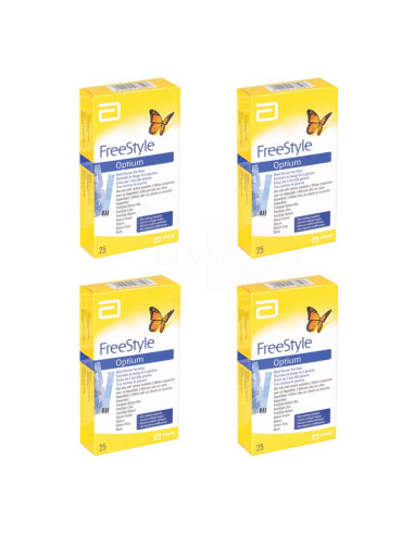 4X FreeStyle Optium - 100 Strisce Reattive Glicemia - Promo Pack