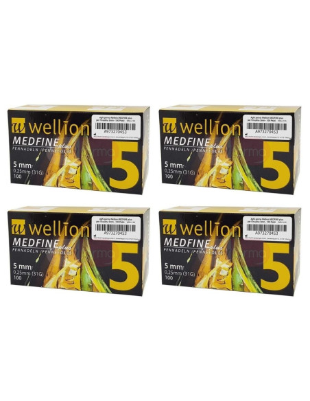 4X Wellion Medfine Plus 5mm - 400 Aghi da Insulina - Promo Pack