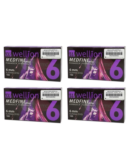4X Wellion Medfine Plus 6mm - 400 Aghi da Insulina - Promo Pack