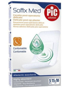 Cerotto Pic Soffix Med In Tnt Con Tampone Centrale Assorbente Sterile Monouso 10x15 Cm Antibatterico 5 Pezzi