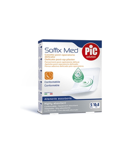 Cerotto Pic Soffix Med In Tnt Con Tampone Centrale Assorbente Sterile Monouso 10x8 Cm Antibatterico 5 Pezzi