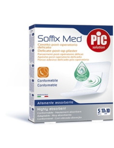 Cerotto Pic Soffix Med In Tnt Con Tampone Centrale Assorbente Sterile Monouso 10x10 Cm Antibatterico 5 Pezzi