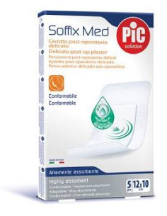 Cerotto Pic Soffix Med In Tnt Con Tampone Centrale Assorbente Sterile Monouso 10x12 Cm Antibatterico 5 Pezzi