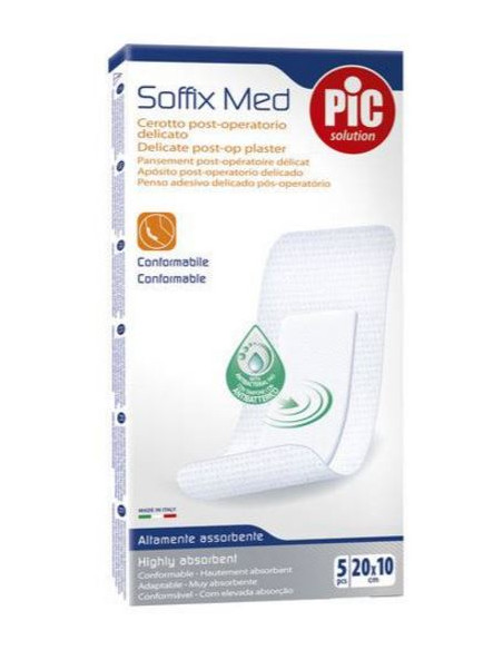 Cerotto Pic Soffix Med In Tnt Con Tampone Centrale Assorbente Sterile Monouso 10x20 Cm Antibatterico 5 Pezzi