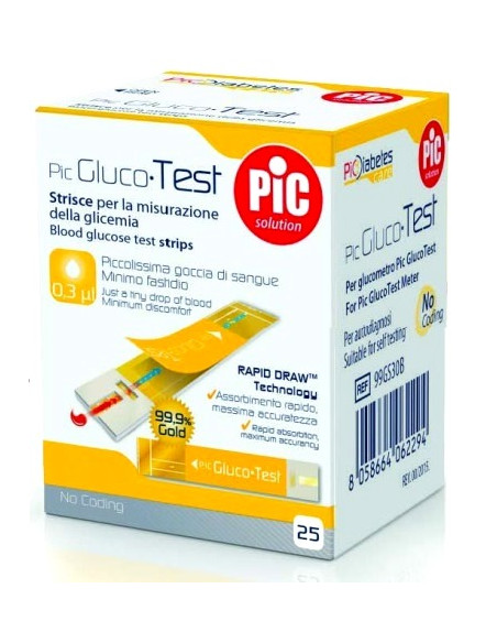 Strisce Misurazione Glicemia Pic Glucotest 25 Pezzi