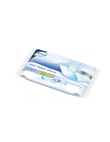Tena Wet Wash Glove Guanto Detergente Umidificato 8 Pezzi